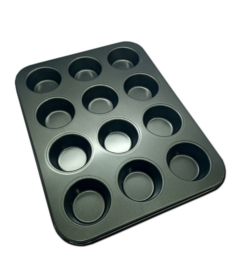 MOLDE 12 MUFFINS CUPCAKES PLACA TEFLÓN PETTISH ONLINE VC COLOR NEGRO - 5