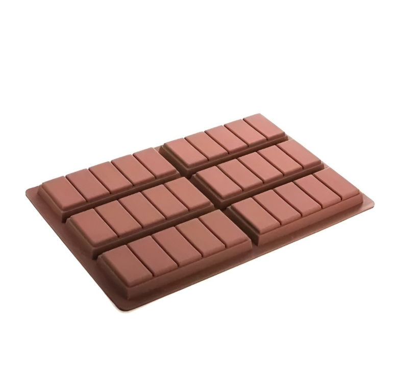 MOLDES DE CHOCOLATE RECTANGULAR TABLETA BARRA DE SILICONA 6 BAR COLOR MARRÓN - 7