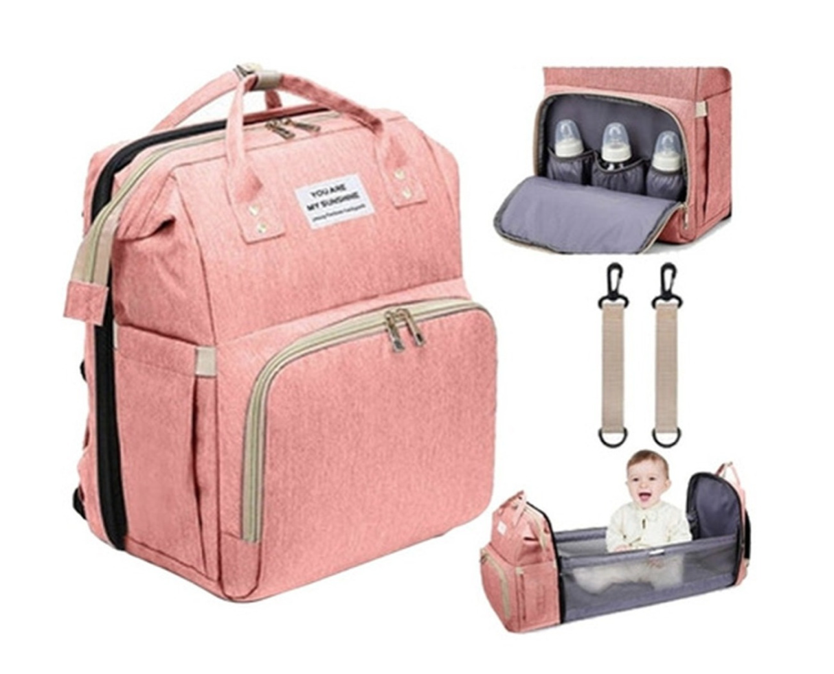MOCHILA 3 EN 1 PAÑALERA CUNA Y MUDADOR PORTÁTIL PARA BEBÉS - 2