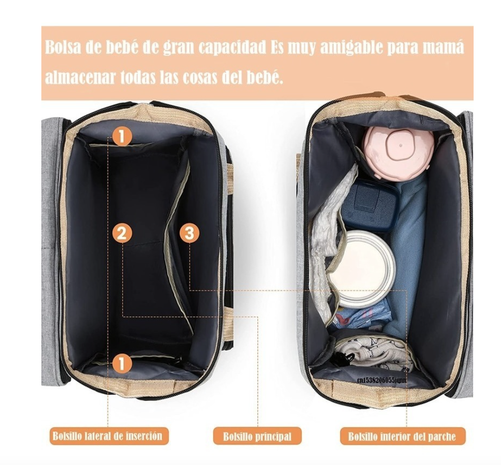 MOCHILA 3 EN 1 PAÑALERA CUNA Y MUDADOR PORTÁTIL PARA BEBÉS - 5