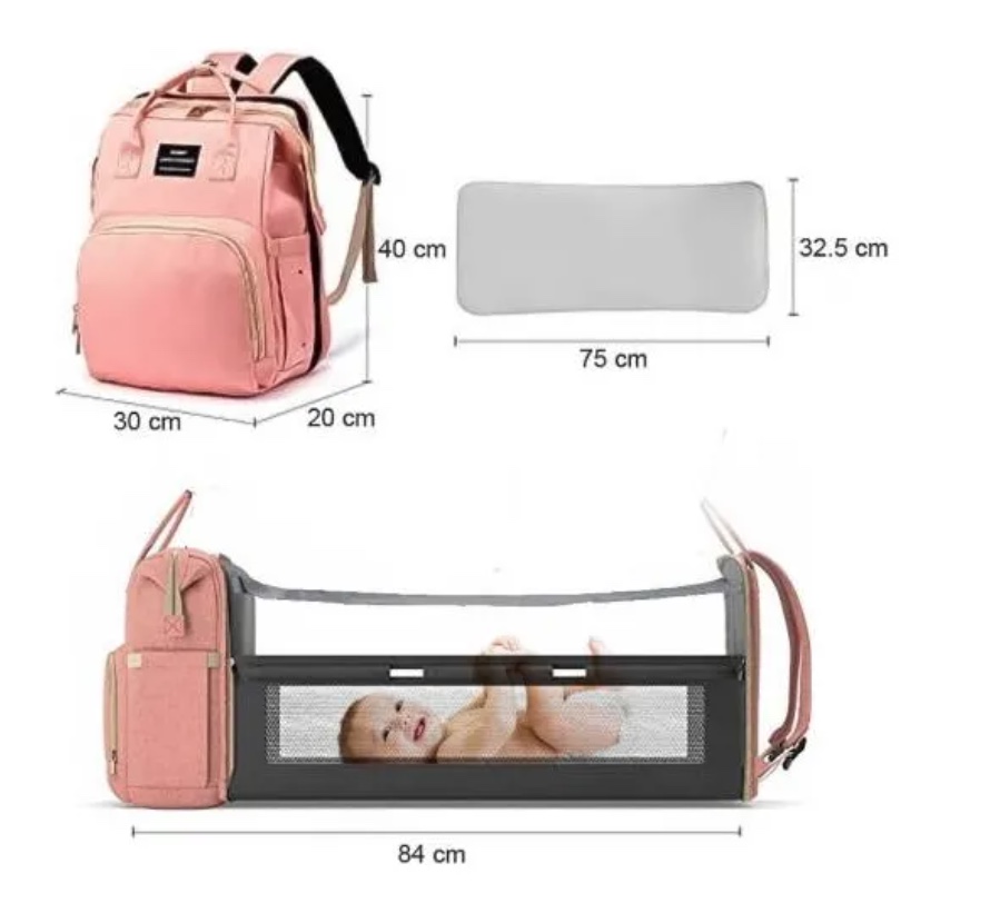 MOCHILA 3 EN 1 PAÑALERA CUNA Y MUDADOR PORTÁTIL PARA BEBÉS - 7
