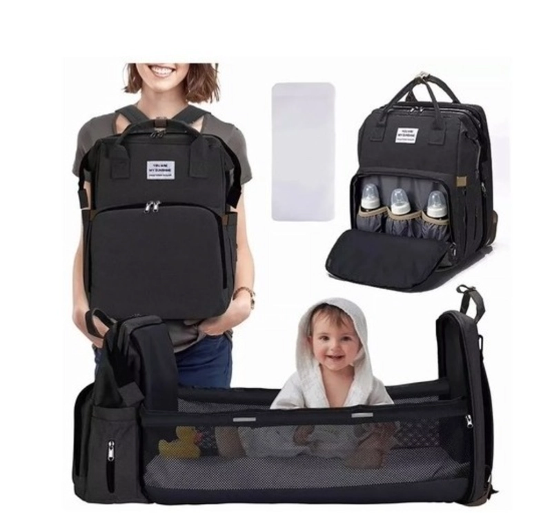 MOCHILA 3 EN 1 PAÑALERA CUNA Y MUDADOR PORTÁTIL PARA BEBÉS - 1
