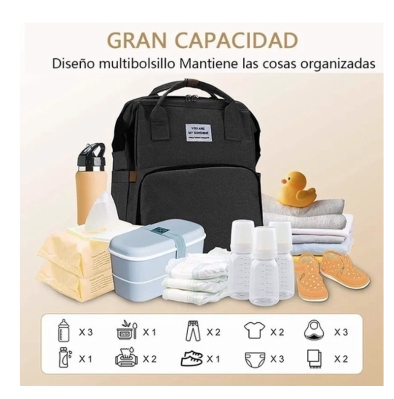MOCHILA 3 EN 1 PAÑALERA CUNA Y MUDADOR PORTÁTIL PARA BEBÉS - 2