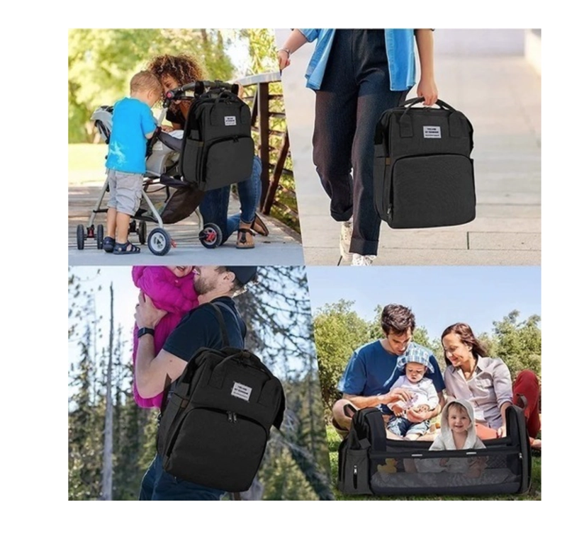 MOCHILA 3 EN 1 PAÑALERA CUNA Y MUDADOR PORTÁTIL PARA BEBÉS - 5