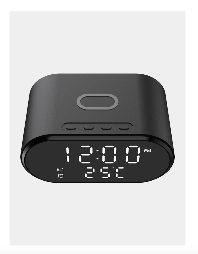 RELOJ DESPERTADOR CARGADOR INALÁMBRICO TERMÓMETRO RAPIDA COLOR NEGRO - 240162 - 2
