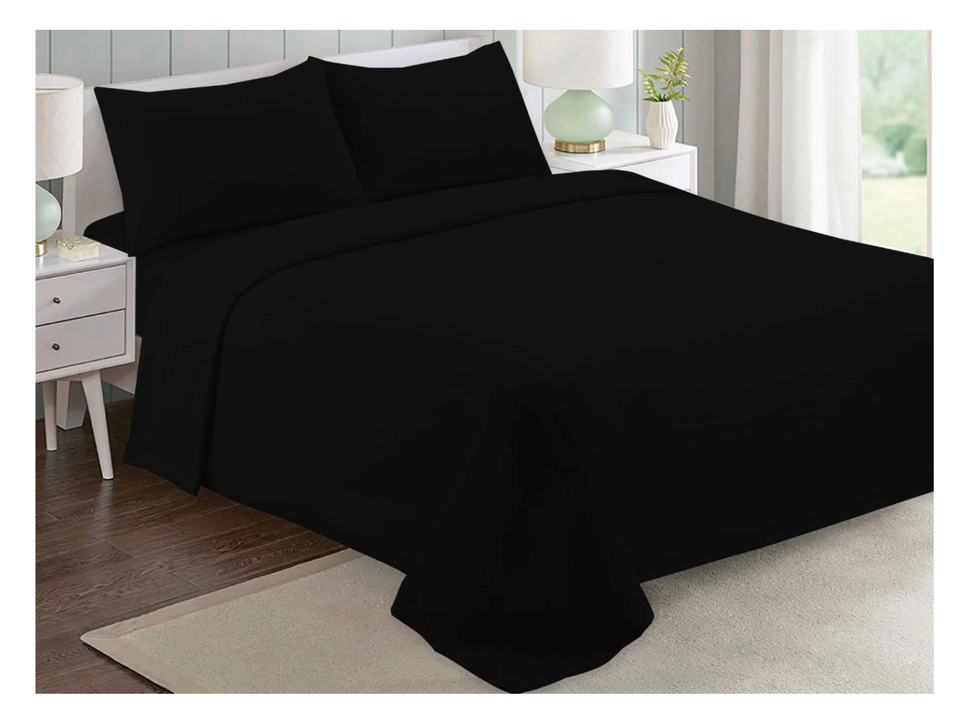 SÁBANAS INVIERNO 1.5 PLAZAS POLAR NEGRO 3 PIEZAS - 1