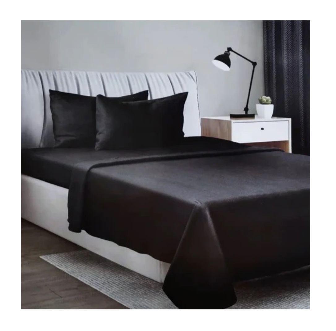 SÁBANAS INVIERNO 1.5 PLAZAS POLAR NEGRO 3 PIEZAS - 3