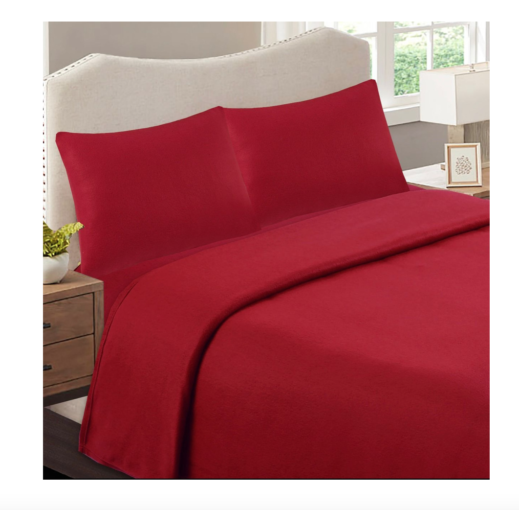 SÁBANAS INVIERNO 1.5 PLAZAS POLAR ROJO 3 PIEZAS - 1