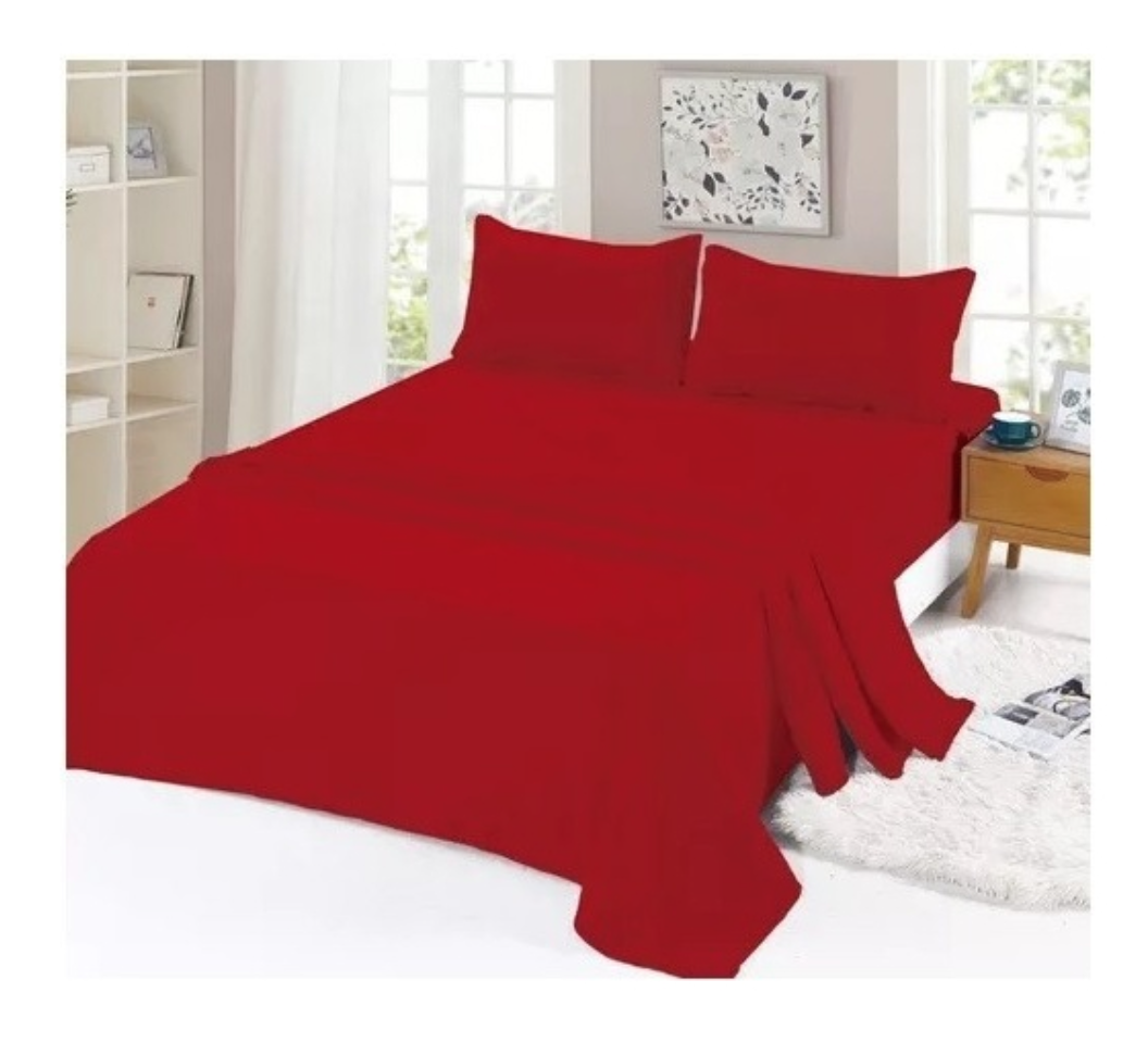 SÁBANAS INVIERNO 1.5 PLAZAS POLAR ROJO 3 PIEZAS - 2