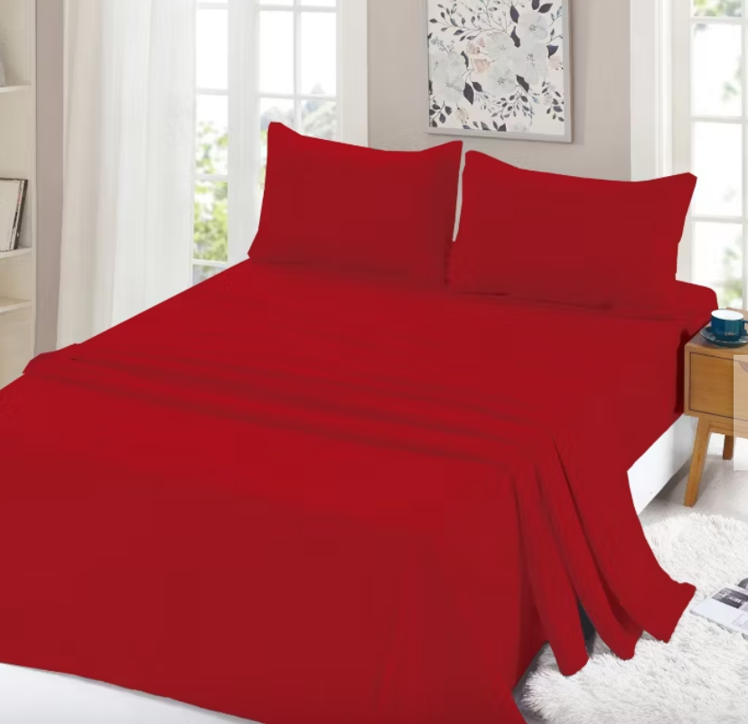 SÁBANAS MEY STOCK 1.5 PLAZAS POLAR ROJO - 1