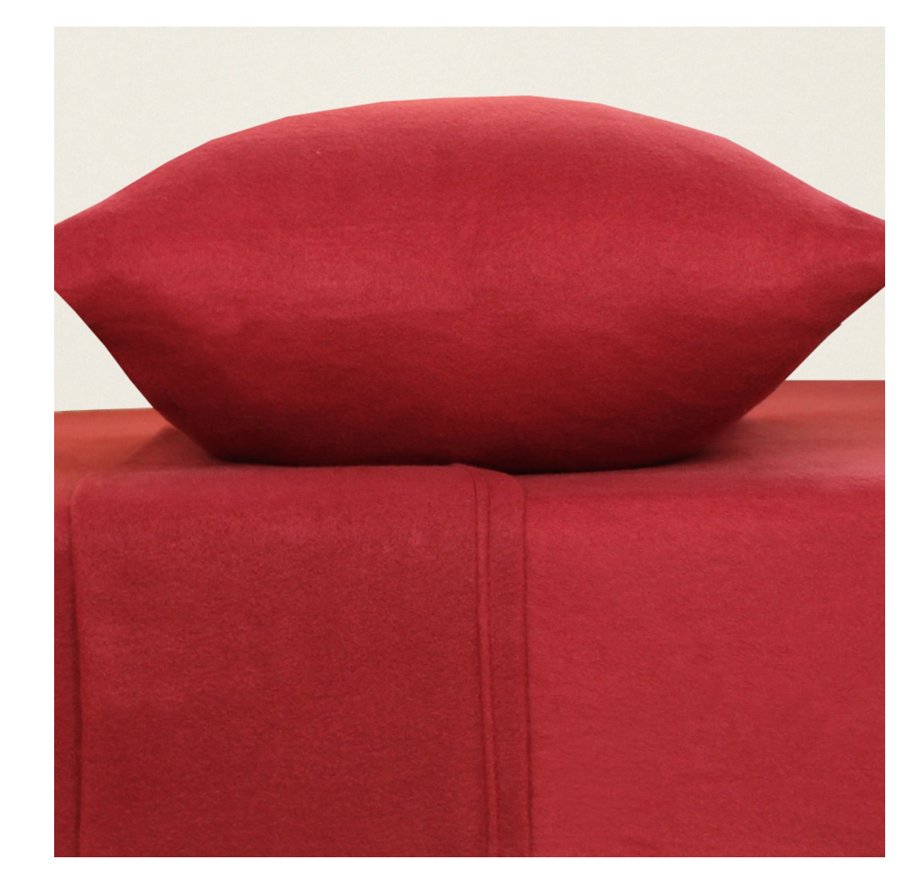 SÁBANAS 2 PLAZAS POLAR ROJO + 2 FUNDAS ALMOHADA - 1