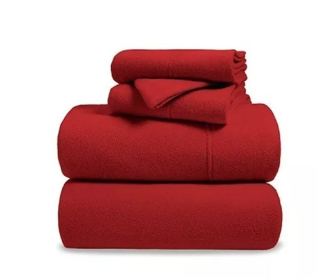 SET SÁBANAS KING POLAR ROJO LISO - 1