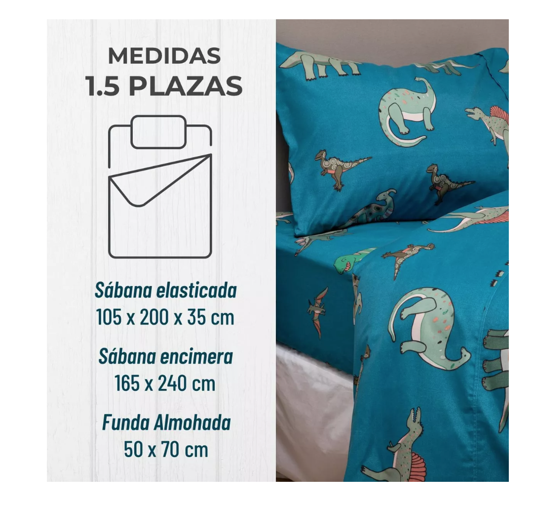 SÁBANAS RIQUI 1.5 PLAZAS MICROFIBRA MULTICOLOR ESTAMPADA NIÑO NIÑA + FUNDA ALMOHADA - 2