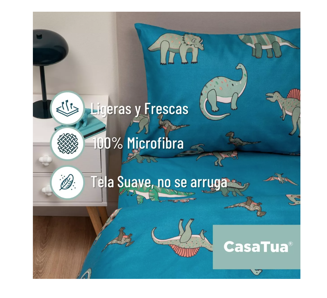 SÁBANAS RIQUI 1.5 PLAZAS MICROFIBRA MULTICOLOR ESTAMPADA NIÑO NIÑA + FUNDA ALMOHADA - 7
