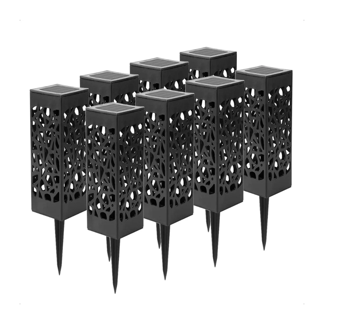 PACK X8 FOCOS LUCES SOLARES ESTACAS TALLADO JARDÍN EXTERIOR - 1