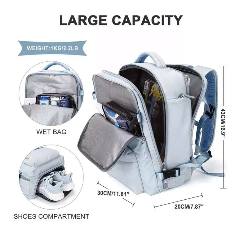 MOCHILA DE SENDERISMO IMPERMEABLE DE VIAJE GRANDE CON INTERF - 7
