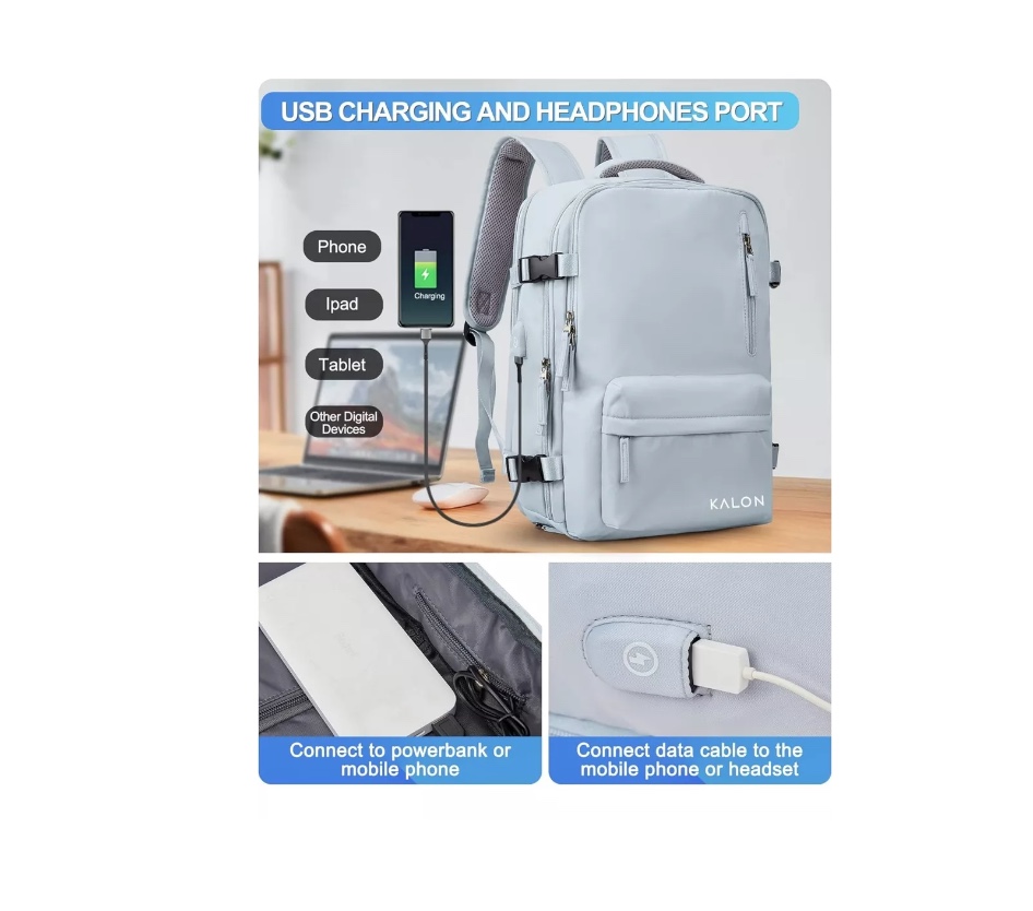 MOCHILA DE SENDERISMO IMPERMEABLE DE VIAJE GRANDE CON INTERF - 8