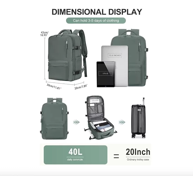 MOCHILA DE SENDERISMO IMPERMEABLE DE VIAJE GRANDE CON INTERF - 3