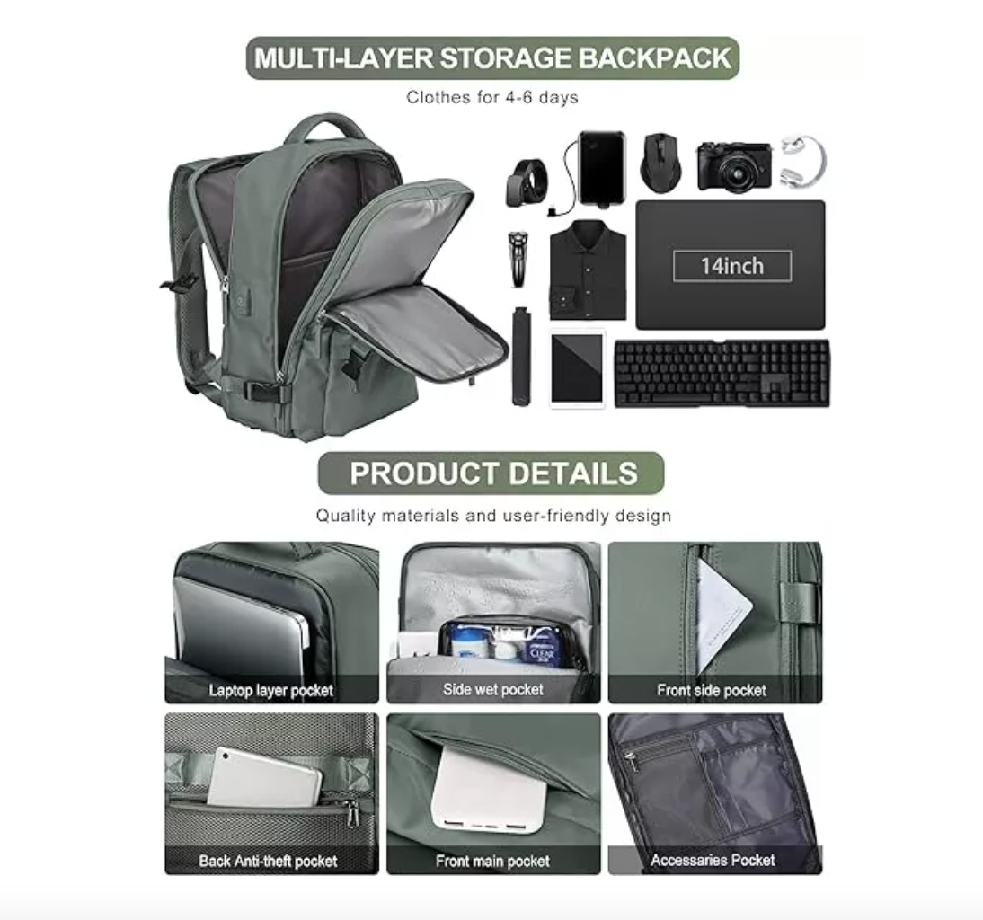 MOCHILA DE SENDERISMO IMPERMEABLE DE VIAJE GRANDE CON INTERF - 7