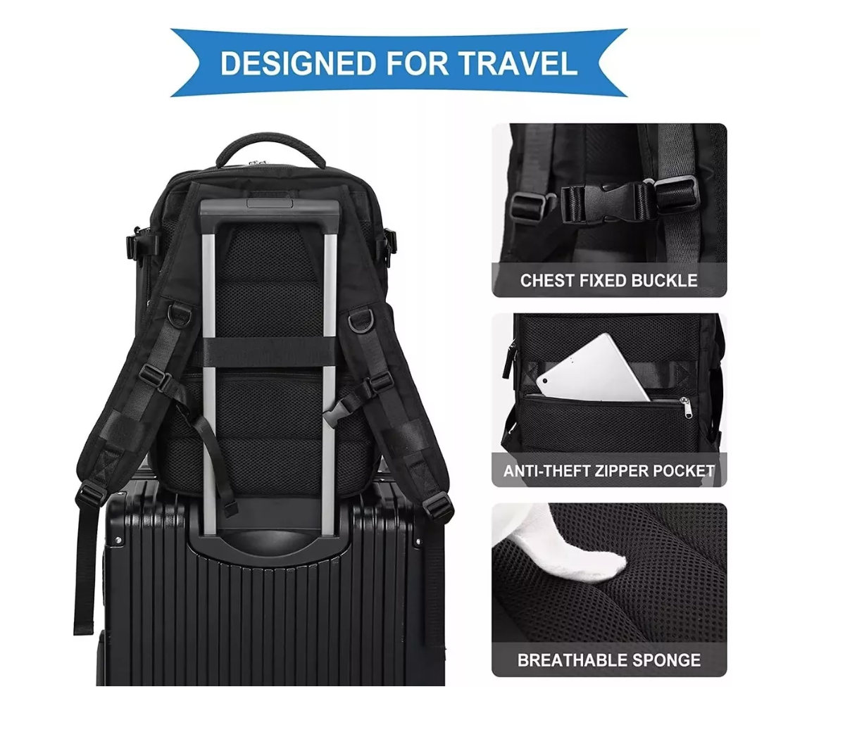MOCHILA DE SENDERISMO IMPERMEABLE DE VIAJE GRANDE CON INTERF - 6