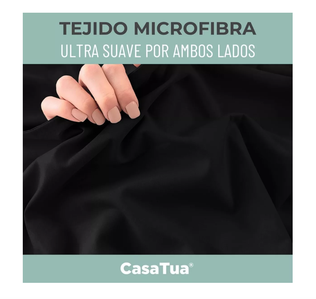 SÁBANAS RIQUI HOTEL 1.5 PLAZAS MICROFIBRA NEGRO BORDADA 1800 ULTRA SUAVE + FUNDA VARIAS MEDIDAS - 4