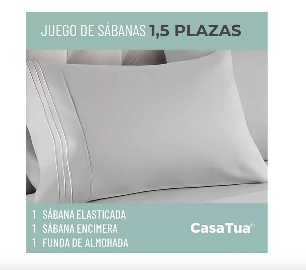 SÁBANAS RIQUI HOTEL 1.5 PLAZAS MICROFIBRA GRIS BORDADA 1800 ULTRA SUAVE + FUNDA VARIAS MEDIDAS - 2