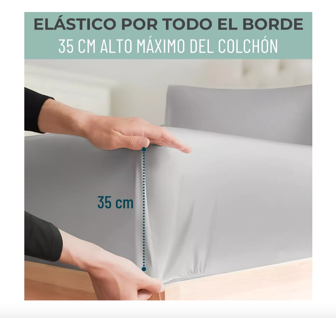 SÁBANAS RIQUI HOTEL 1.5 PLAZAS MICROFIBRA GRIS BORDADA 1800 ULTRA SUAVE + FUNDA VARIAS MEDIDAS - 5