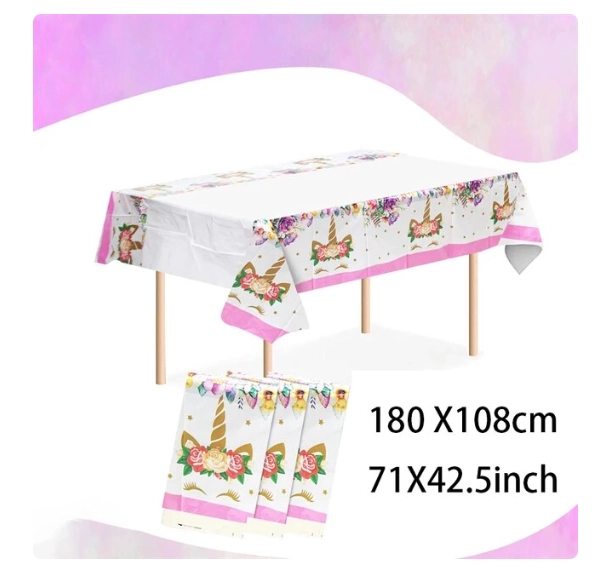 MANTEL PLÁSTICO PARA DECORACIÓN DE MESA MOTIVO (UNICORNIO) - 2