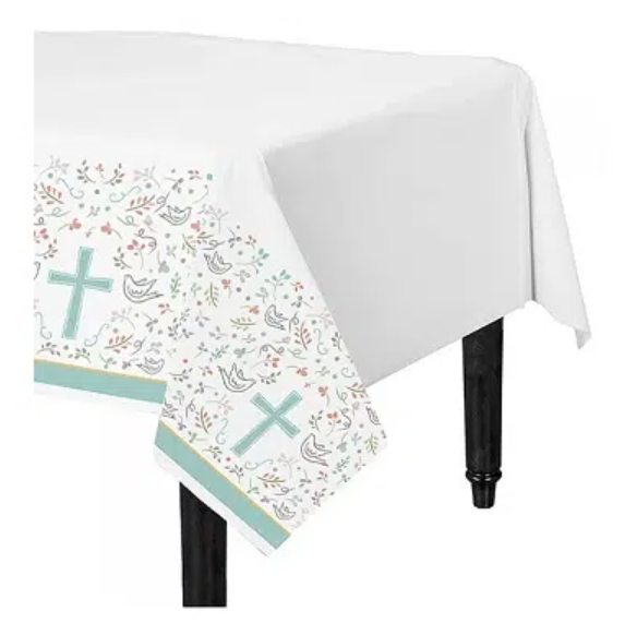 MANTEL RIQUI PLÁSTICO DECORACIÓN RECTANGULAR MOTIVO RELIGIOSO - 1