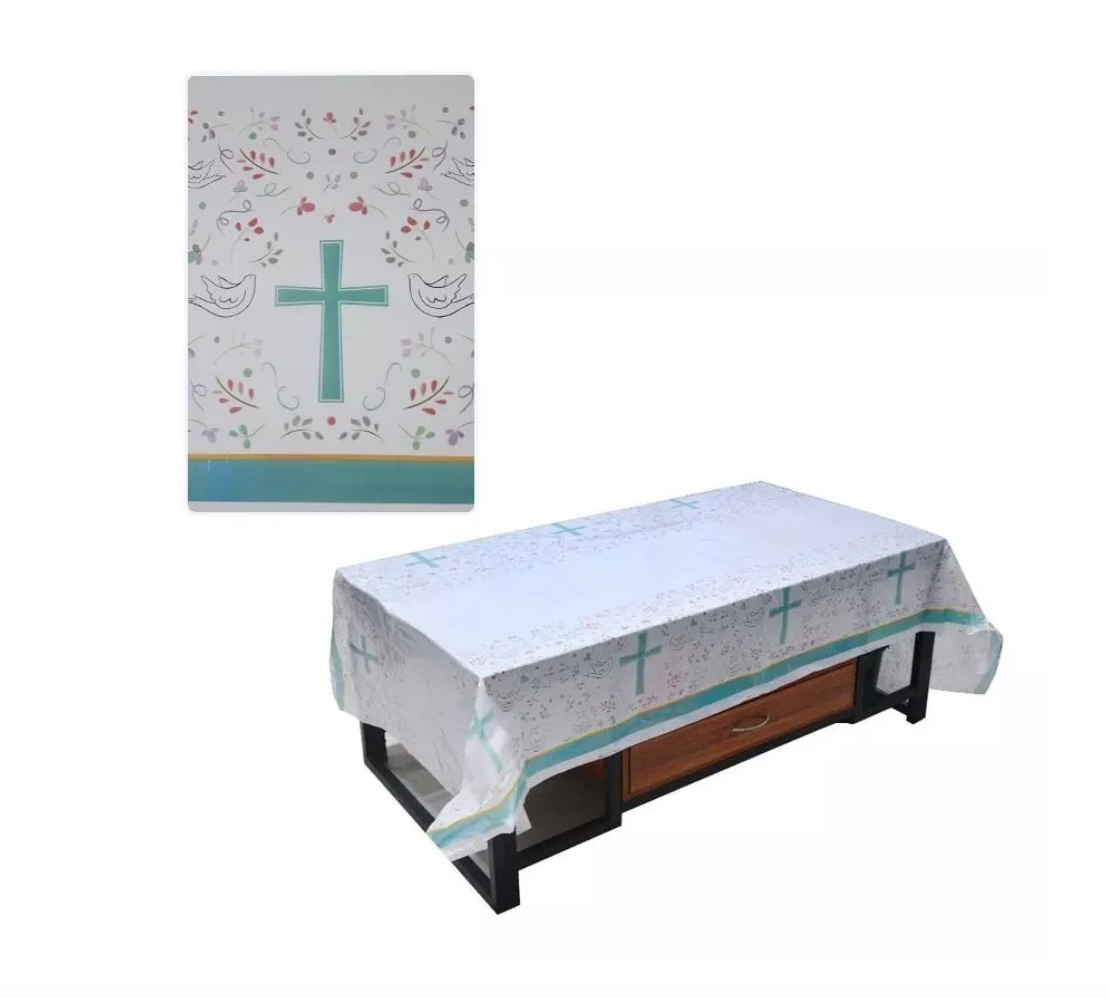 MANTEL RIQUI PLÁSTICO DECORACIÓN RECTANGULAR MOTIVO RELIGIOSO - 2