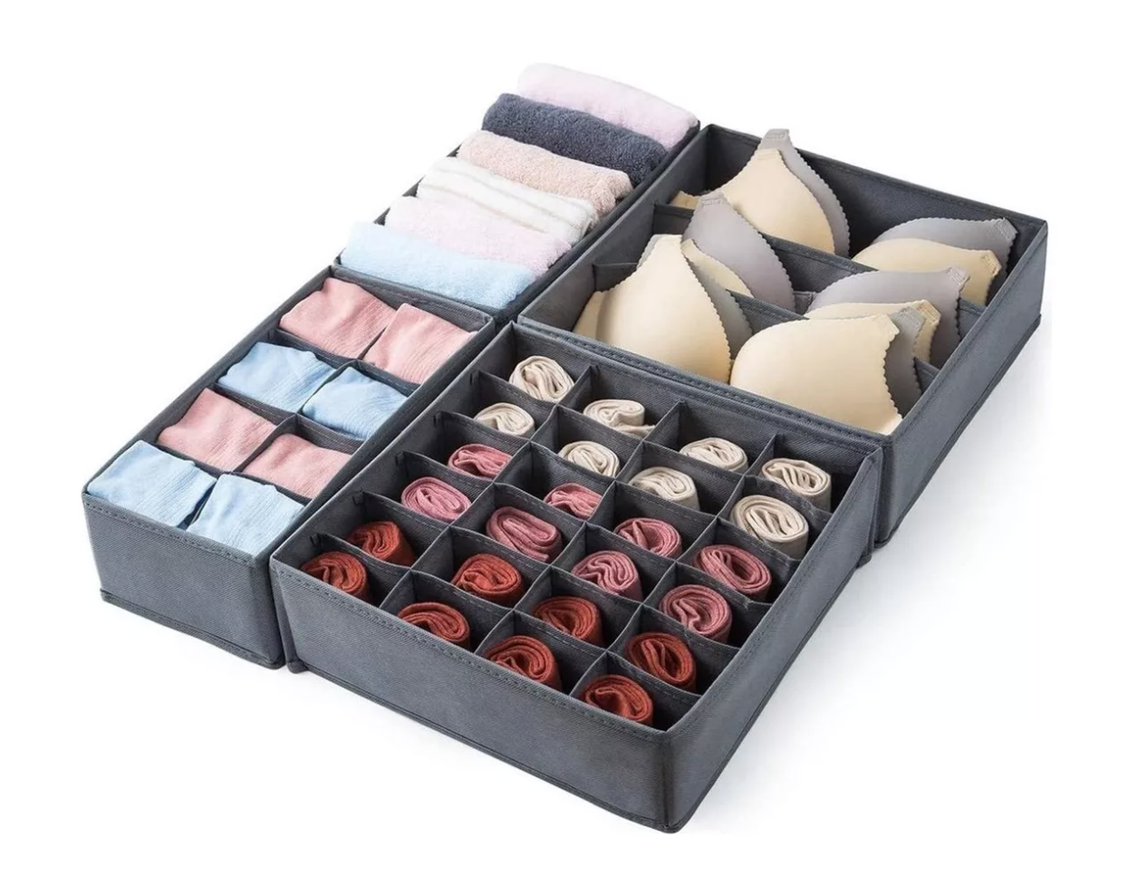 ORGANIZADOR ROPA INTERIOR DIVISOR CAJONES CASATUA SET DE 4 - 1