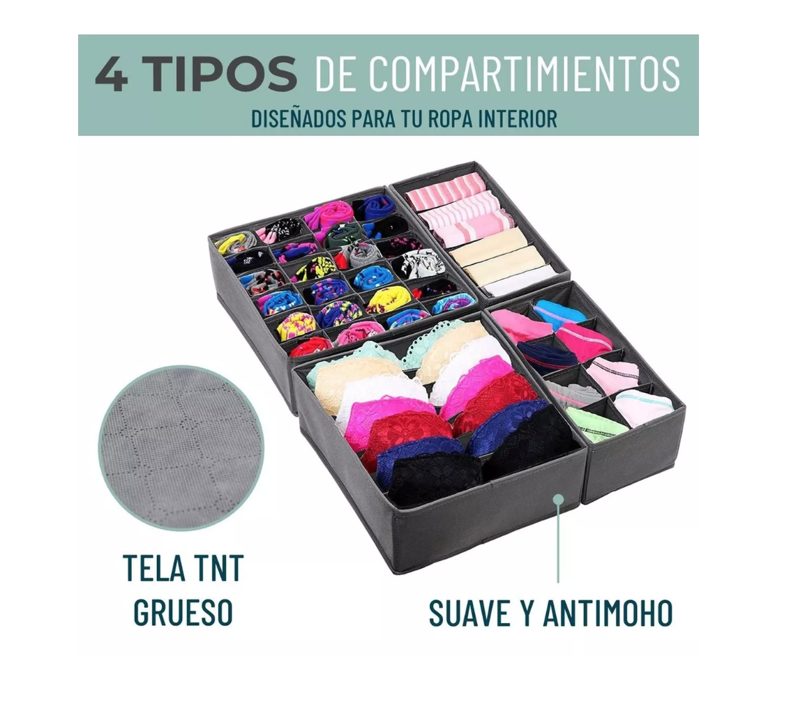 ORGANIZADOR ROPA INTERIOR DIVISOR CAJONES CASATUA SET DE 4 - 3