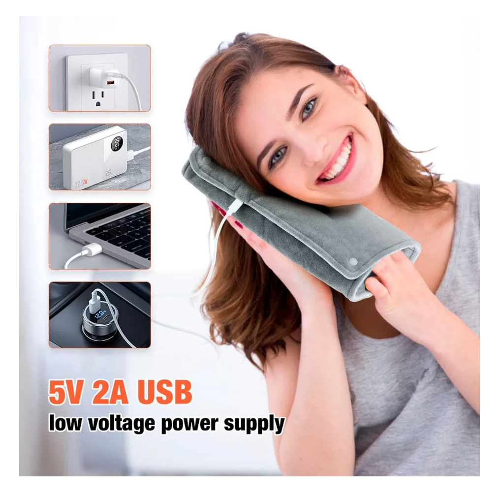 ALMOHADILLA RIQUI CALIENTA CUERPO CAMA MANOS MANTA ELECTRICA USB GRIS - 7
