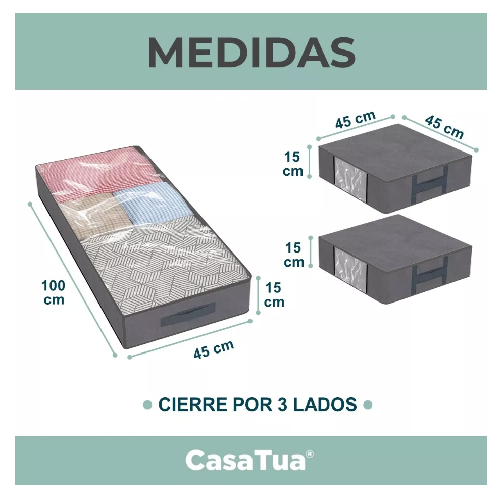 ORGANIZADOR DE ROPA BAJO CAMA CASATUA ALMACENAMIENTO SET X 3 - 5