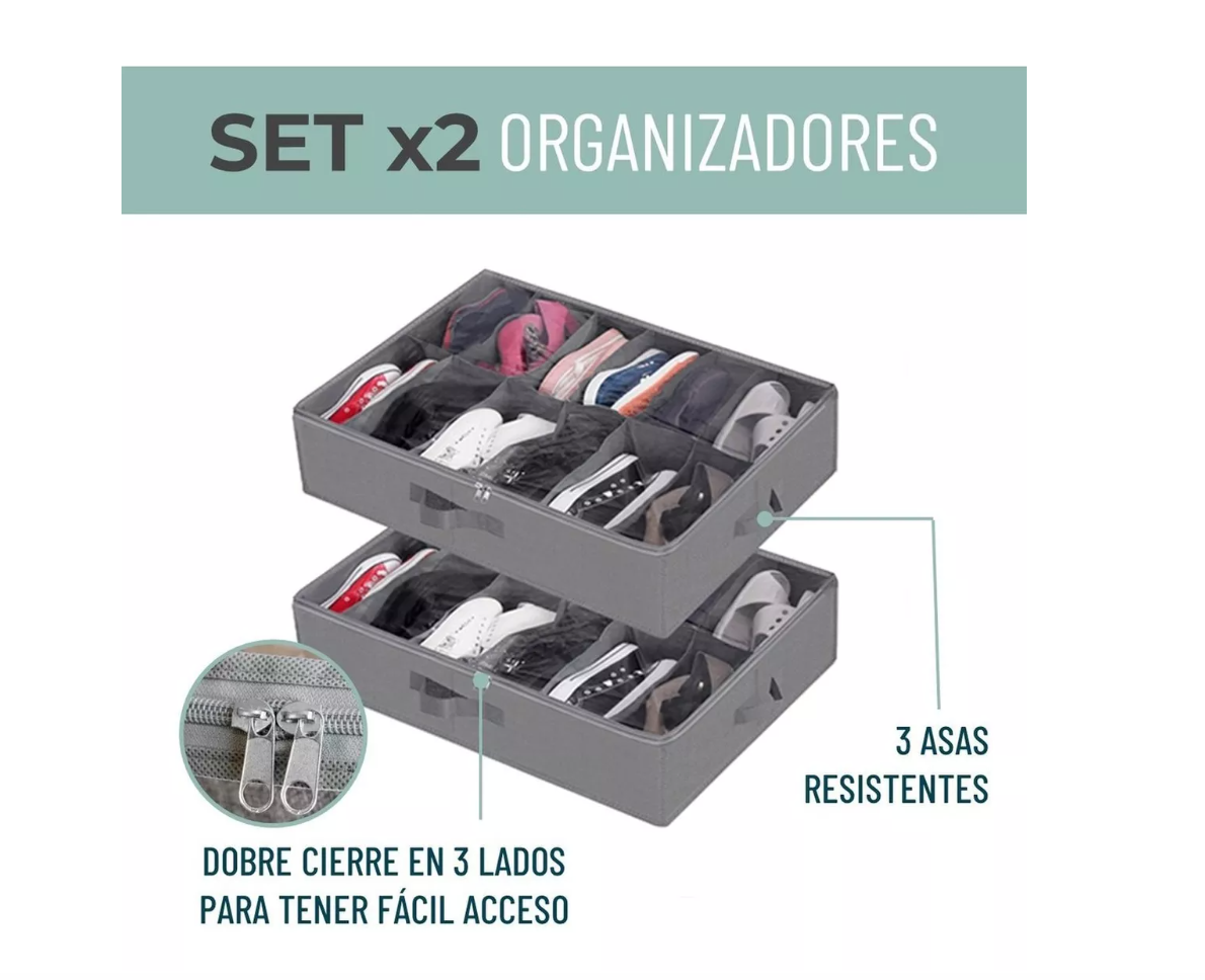ORGANIZADOR ZAPATOS BAJO CAMA ALMACENAMIENTO ZAPATERO SET X2 - 2