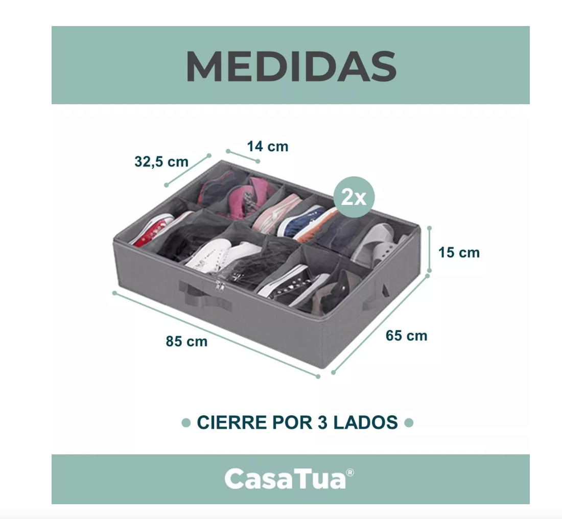 ORGANIZADOR ZAPATOS BAJO CAMA ALMACENAMIENTO ZAPATERO SET X2 - 5