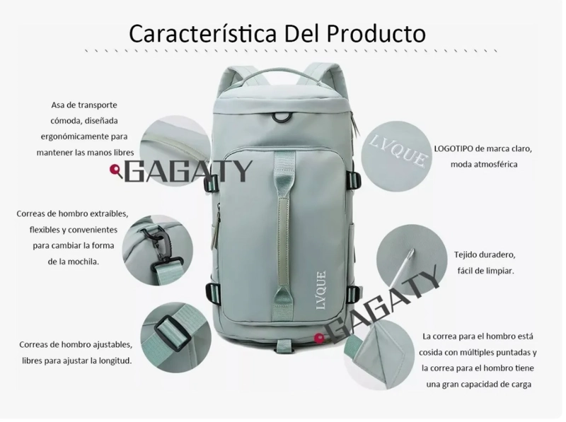 BOLSO DE VIAJE IMPERMEABLE MOCHILA MULTIUSOS - 4
