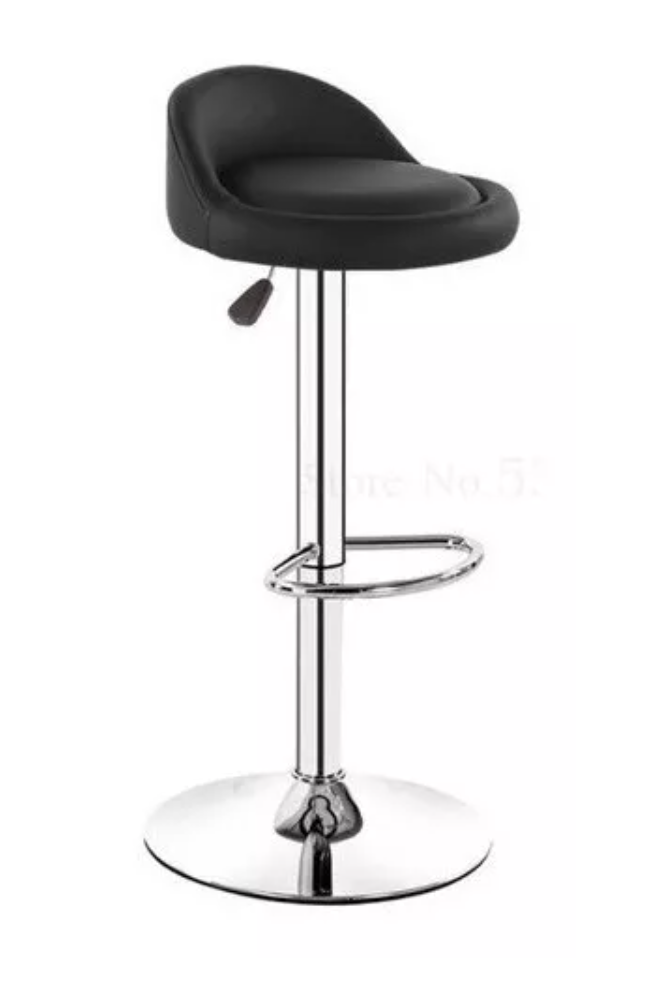 SILLA BAR RIQUI NEGRO AJUSTABLE ECOCUERO CROMADA - 1