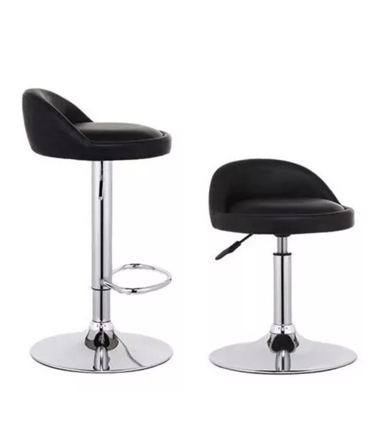 SILLA BAR RIQUI NEGRO AJUSTABLE ECOCUERO CROMADA - 2