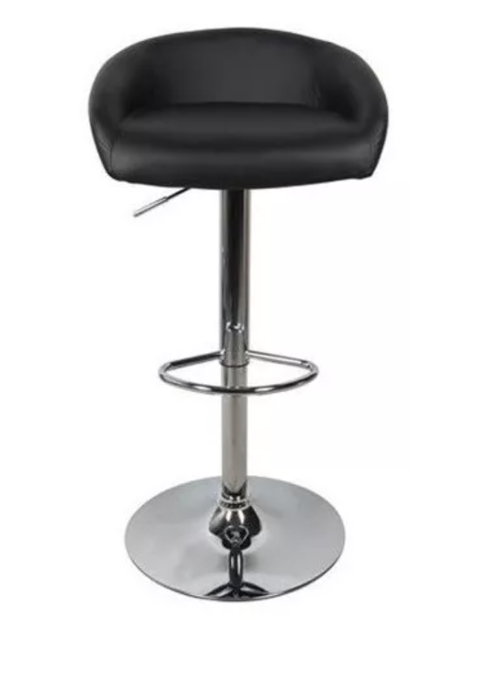 SILLA BAR RIQUI NEGRO AJUSTABLE ECOCUERO CROMADA - 3