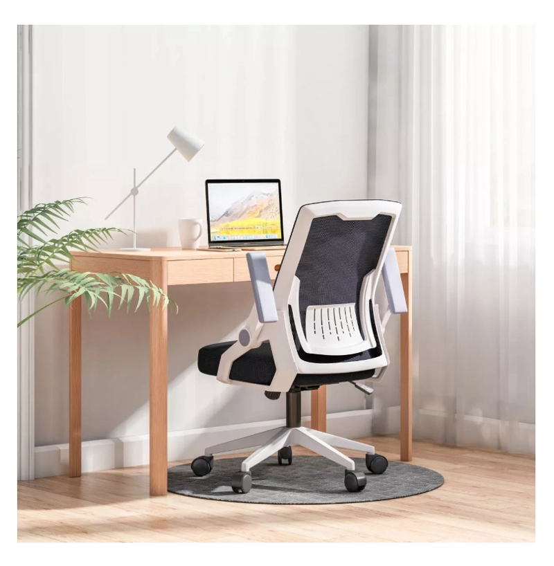 SILLA RIQUI BLANCO EJECUTIVA HOMER BLANCA GIRATORIA MALLA Y TELA - 2