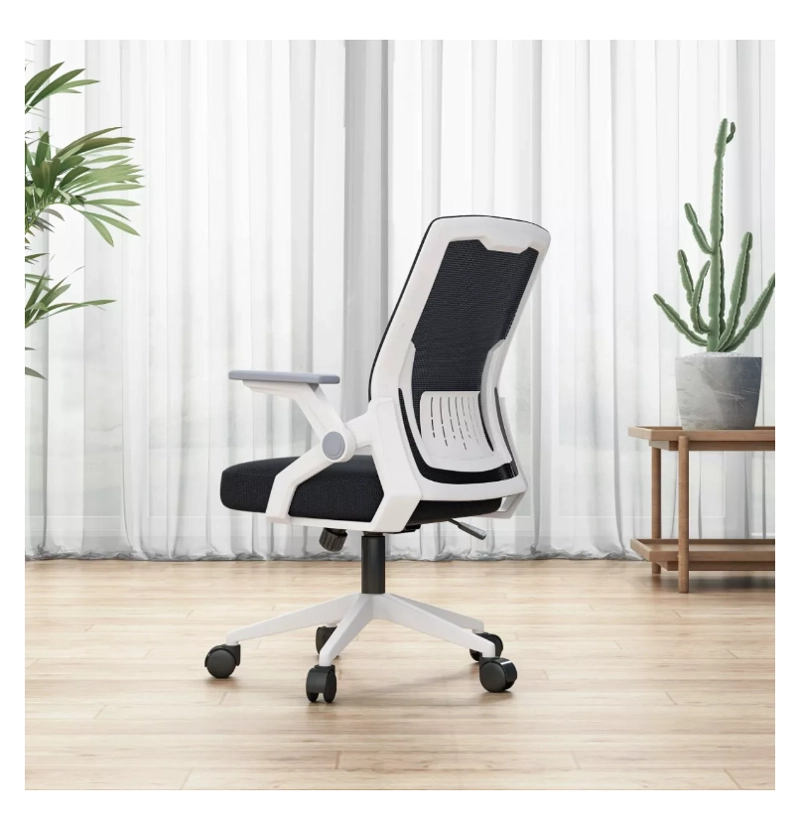 SILLA RIQUI BLANCO EJECUTIVA HOMER BLANCA GIRATORIA MALLA Y TELA - 4