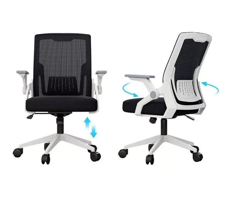 SILLA RIQUI BLANCO EJECUTIVA HOMER BLANCA GIRATORIA MALLA Y TELA - 6
