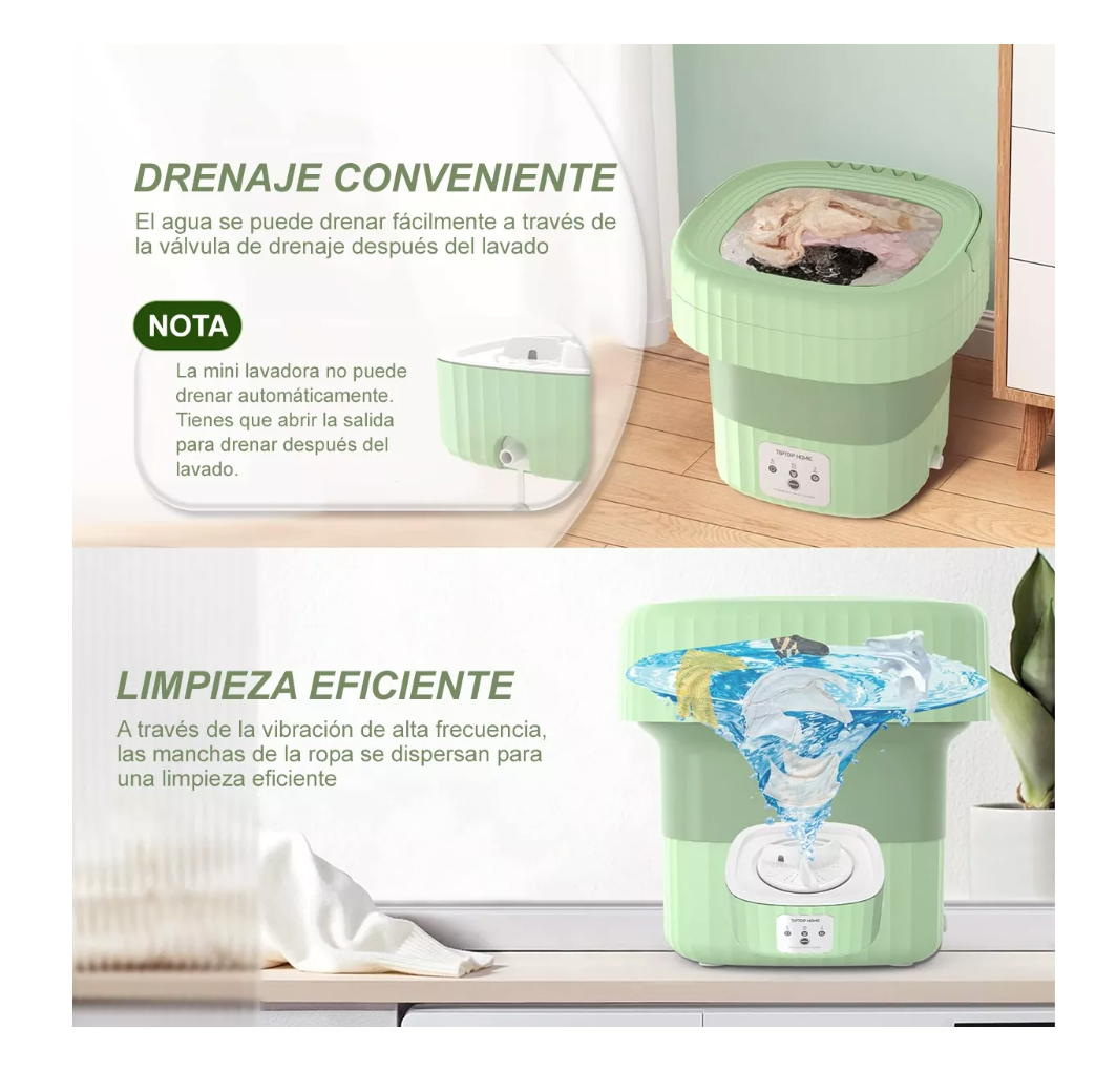 LAVADORA PORTÁTIL PLEGABLE DE SILICONA PARA VIAJES 6 L - 6