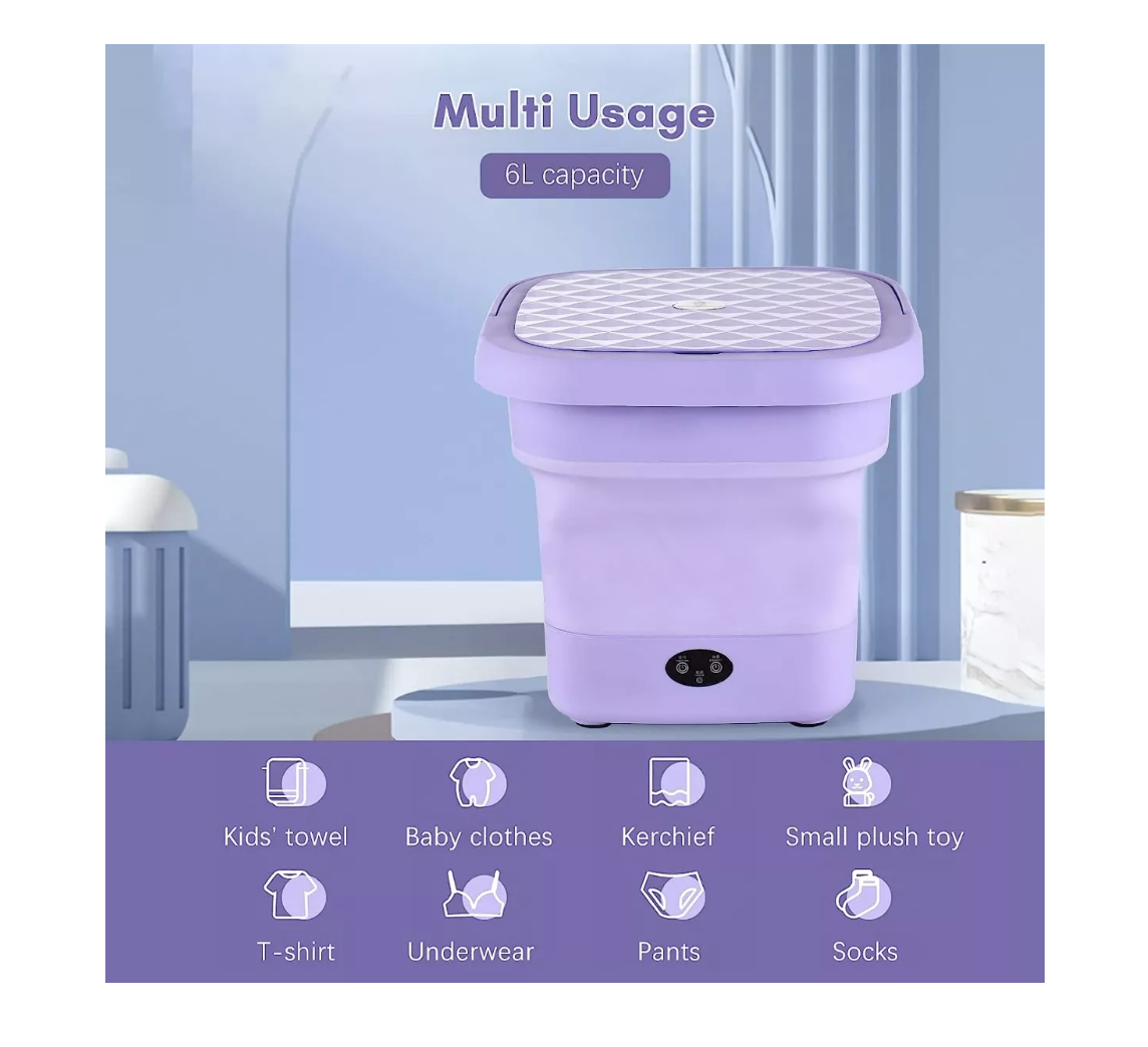 MINI LAVADORA PORTÁTIL PLEGABLE 2KG 220V - IDEAL PARA VIAJE - 4