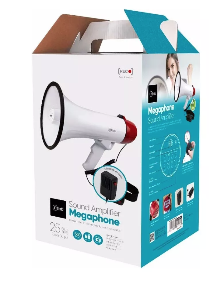 MEGÁFONO RIQUI MLAB 25W SIRENA GRABA VOZ RECARGABLE 500M - 6
