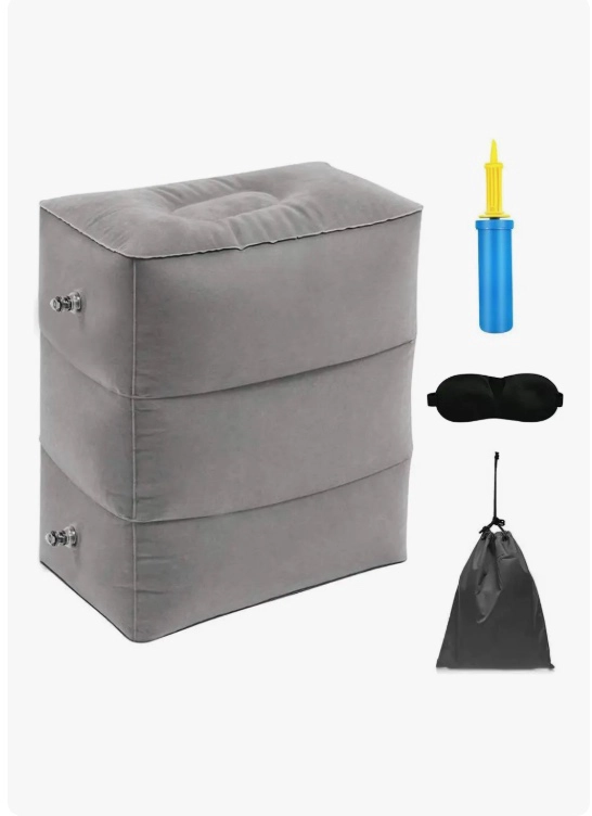 ALMOHADA COJÍN RIQUI CAMA INFLABLE VIAJES AVIÓN AUTO BUS GRIS - 1