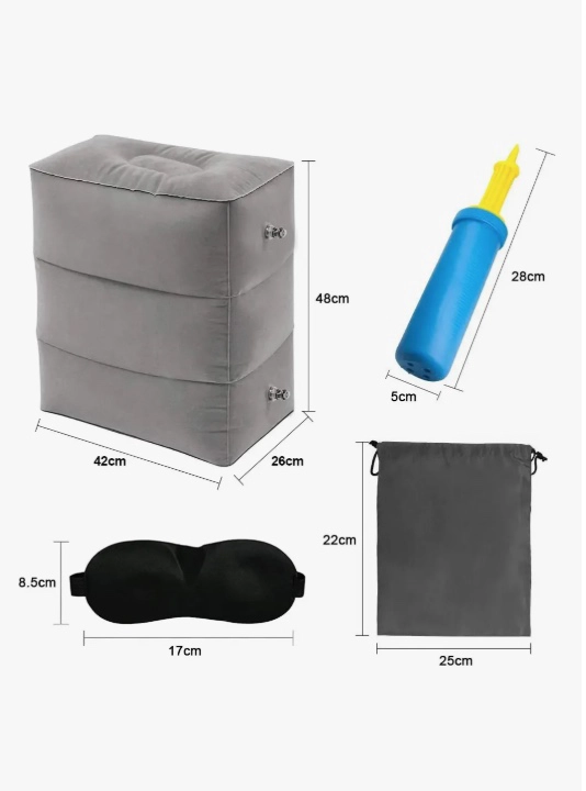 ALMOHADA COJÍN RIQUI CAMA INFLABLE VIAJES AVIÓN AUTO BUS GRIS - 2