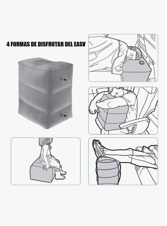 ALMOHADA COJÍN RIQUI CAMA INFLABLE VIAJES AVIÓN AUTO BUS GRIS - 5
