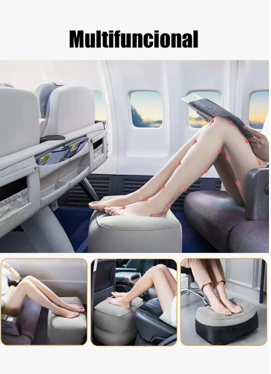 ALMOHADA COJÍN RIQUI CAMA INFLABLE VIAJES AVIÓN AUTO BUS GRIS - 6